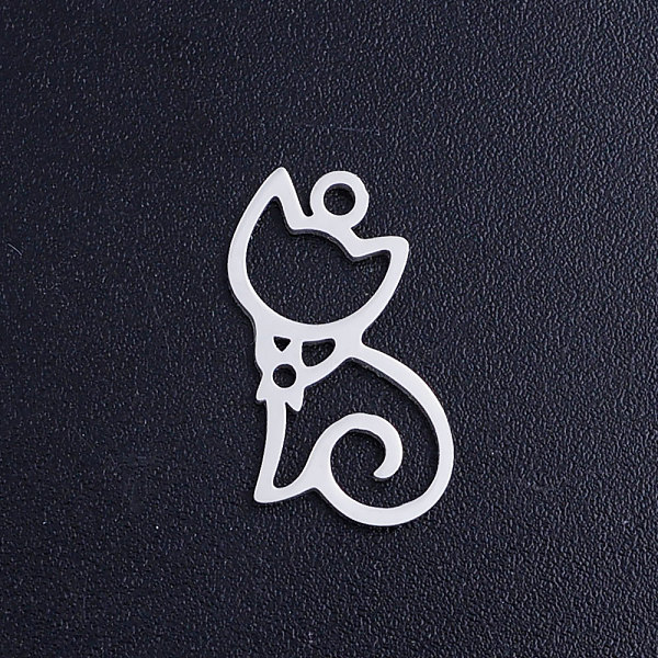

PandaHall 304 Stainless Steel Pendants, Laser Cut, Hollow, Cat Shape, Stainless Steel Color, 16x9.5x1mm, Hole: 1.5mm 304 Stainless Steel Cat...