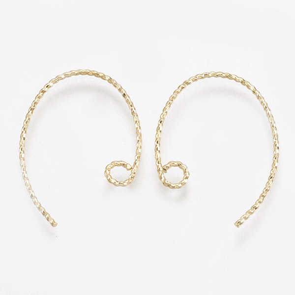 

PandaHall Brass Earring Hooks, with Horizontal Loop, Real 18K Gold Plated, 23x16.5x1mm, 18 Gauge, Hole: 2mm Brass