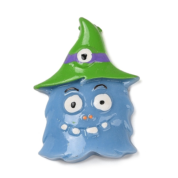 

PandaHall Ghost with Witch Hat Halloween Opaque Resin Decoden Cabochons, Halloween Jewelry Craft, Steel Blue, 35.5x26.5x9.5mm Resin Ghost...