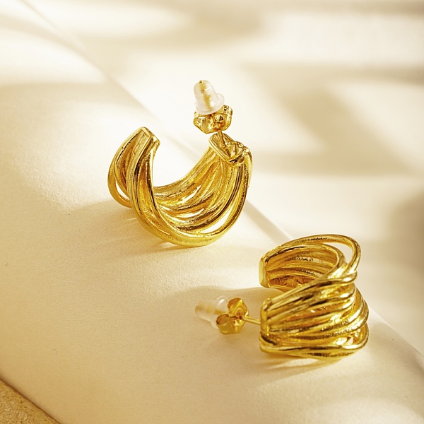 

PandaHall Stainless Steel C-shape Stud Earrings for Women Stainless Steel