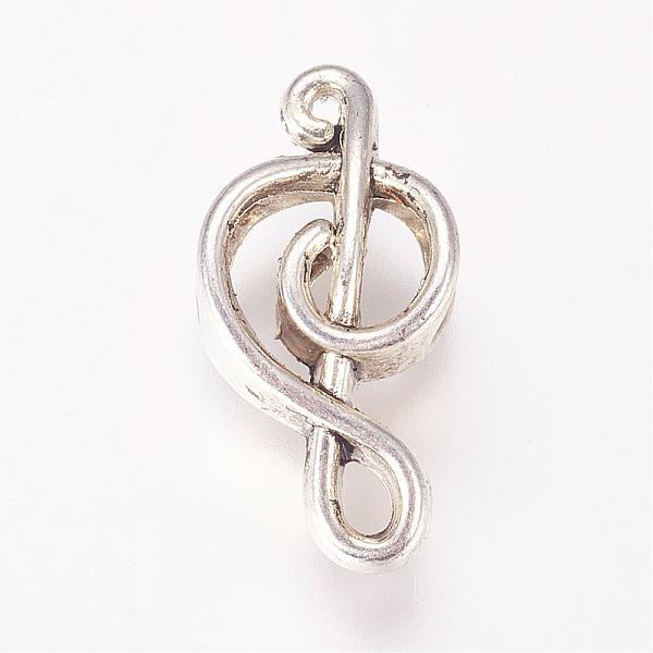 PandaHall Alloy European Beads, Large Hole Beads, Musical Note, Antique Silver, 17.5x9x6mm, Hole: 4.5mm Alloy Musical Note