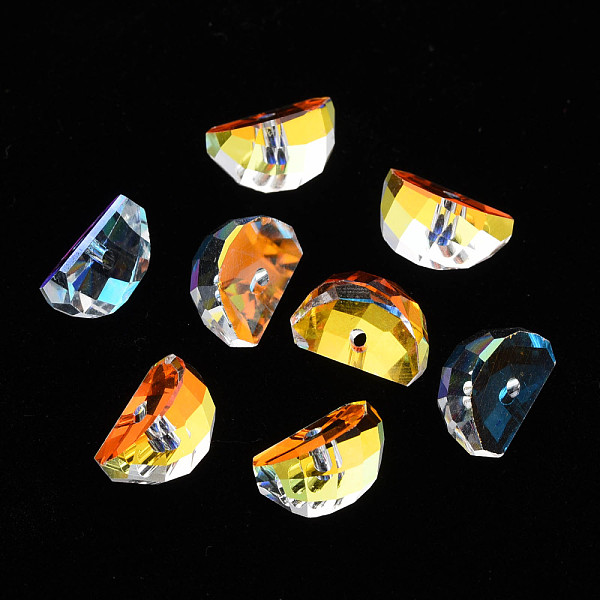 

PandaHall Electroplated Glass Charms, Faceted, Watermelon, Clear AB, 8x11x7mm, Hole: 1.2mm, about 48pcs/board, 4board/box Glass Others White