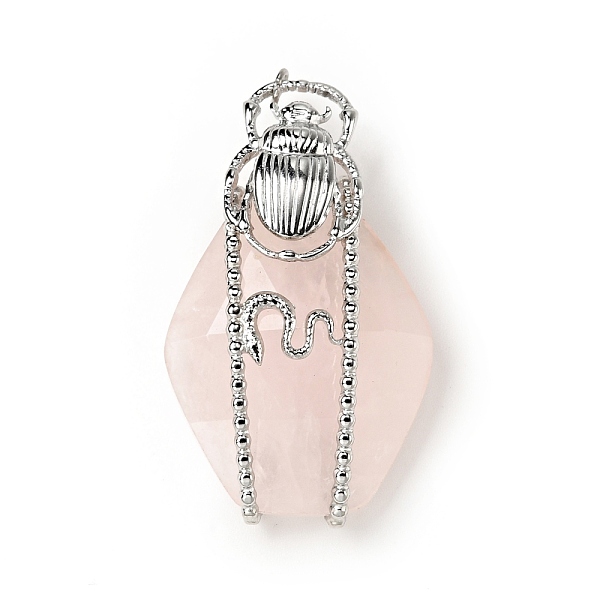 

PandaHall Natural Rose Quartz Pendants, Teardrop Charm, with Stainless Steel Color Plated 304 Stainless Steel Ladybird Findings and Jump...