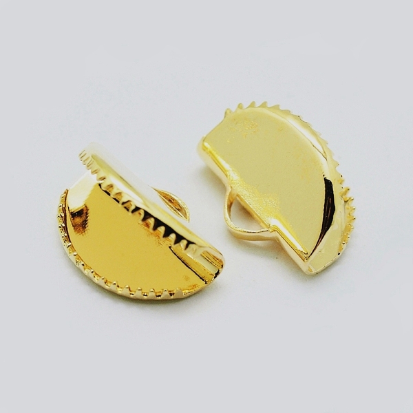 

PandaHall Iron Ribbon Crimp Ends, Half Round, Golden, 9x13mm, Hole: 1.5x3mm Iron