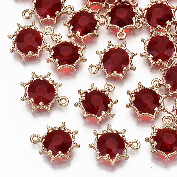 

PandaHall Faceted Glass Pendants, with Eco-Friendly Alloy Findings, Cadmium Free & Nickel Free & Lead Free, Faceted, Flower, Light Gold, Red...