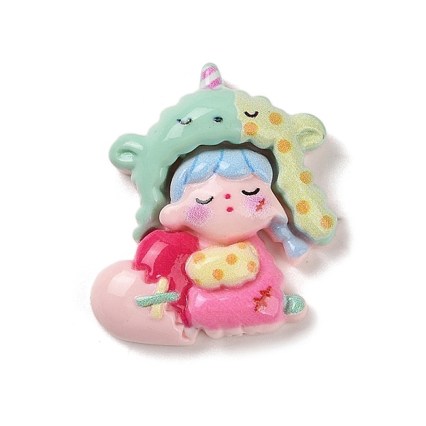 

PandaHall Opaque Resin Decoden Cabochons, Cartoon Girl, Pink, 30.5x27x8.5mm Resin Human Pink