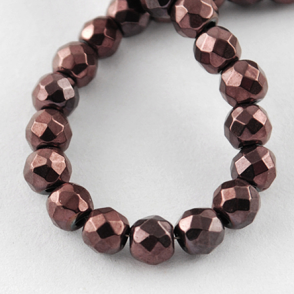 

PandaHall Non-magnetic Synthetic Hematite Beads Strands, Grade A, Faceted, Round, Copper Plated, 10x10mm, Hole: 1mm Non-magnetic Hematite..., Brown