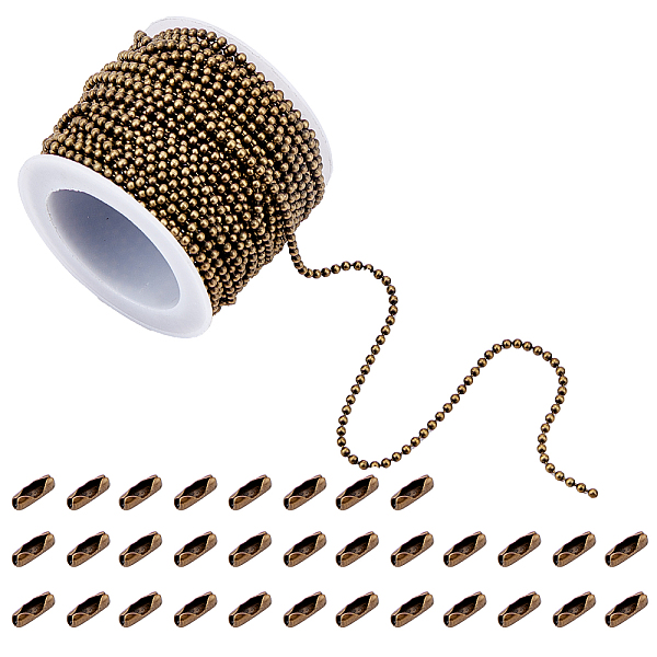 

PandaHall SUNNYCLUE 33 feet Brass Ball Bead Chain Antique Bronze Adjustable Metal Pull Chain Beaded Pull Chain Extension with Connector for...