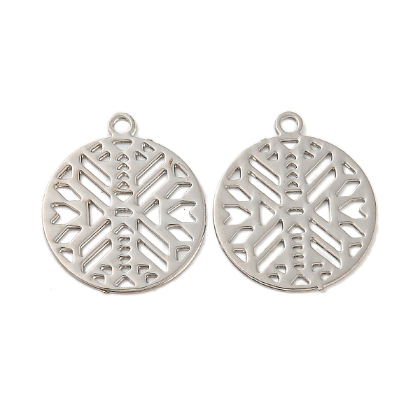 

PandaHall Brass Etched Metal Embellishments Charms, Long-Lasting Plated, Flat Round with Hollow Out, Platinum, 14x12x0.3mm, Hole: 1.2mm...