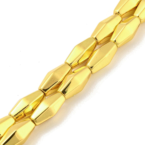 PandaHall Electroplated Synthetic Magnetic Hematite Beads Strands, Rhombus, Golden Plated, 12~12.3x5.2~5.8x5.2~5.8mm, Hole: 1.2mm, about...