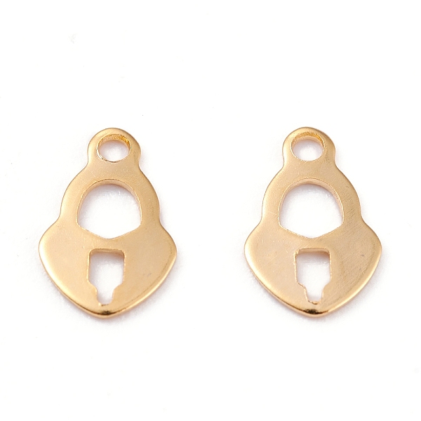 

PandaHall 201 Stainless Steel Charms, Laser Cut, Lock, Real 18k Gold Plated, 10x6.5x0.5mm, Hole: 1.4mm 201 Stainless Steel Lock