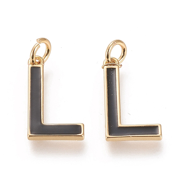 

PandaHall Brass Enamel Pendants, with Jump Ring, Long-Lasting Plated, Real 18K Gold Plated, Letter.L, Black, Letter.L, L: 17.5x10x1.8mm...