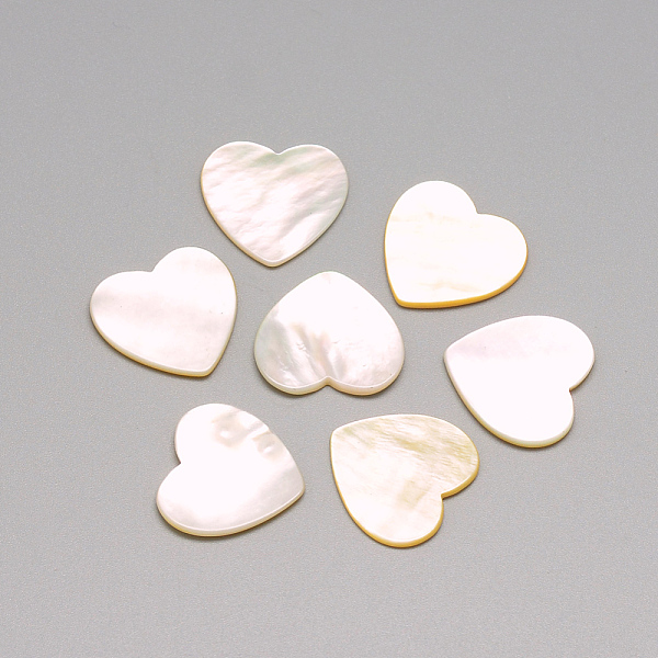 

PandaHall Natural White Shell Mother of Pearl Shell Cabochons, Heart, Seashell Color, 19~20x20x1~2mm White Shell Heart