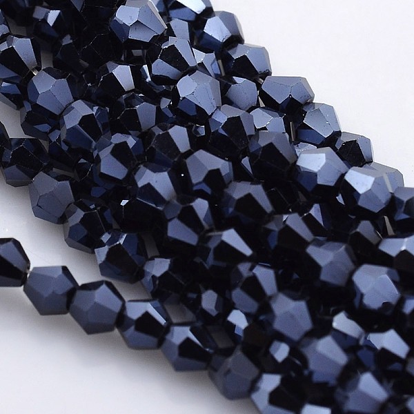 Faceted Bicone Electroplate Glass Beads Strands