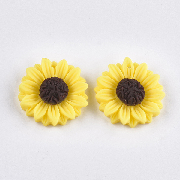 

PandaHall Resin Pendants, Sunflower, Yellow, 24x7mm, Hole: 1mm Resin Flower Yellow