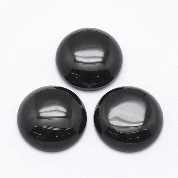 

PandaHall Natural Obsidian Cabochons, Half Round, 24.5~25x4~7mm Obsidian Half Round