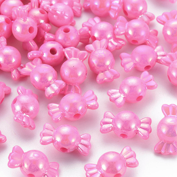 

PandaHall Opaque Acrylic Beads, AB Color, Candy, Hot Pink, 17x9x9mm, Hole: 2mm, about 943pcs/500g Acrylic Candy
