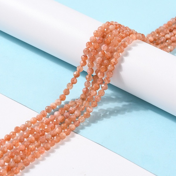 

PandaHall Natural Sunstone Beads Strands, Round, Faceted, Grade AA, 4mm, Hole: 0.8mm, about 91pcs/strand, 15.12''(38.4cm) Sunstone Round