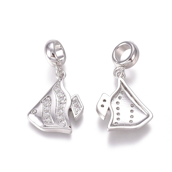 

PandaHall Brass Micro Pave Clear Cubic Zirconia European Dangle Charms, Large Hole Pendants, Tropical Fish, Platinum, 27mm, Hole: 5mm, Fish...