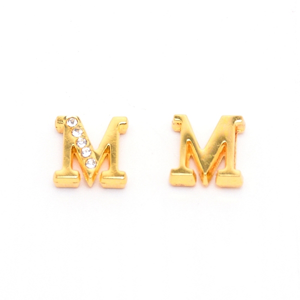 

PandaHall Alloy Slide Charms, with Crystal Rhinestone and Initial Letter A~Z, Letter.M, M: 11.5x12x4mm, Hole: 1.5x8mm Alloy+Rhinestone...