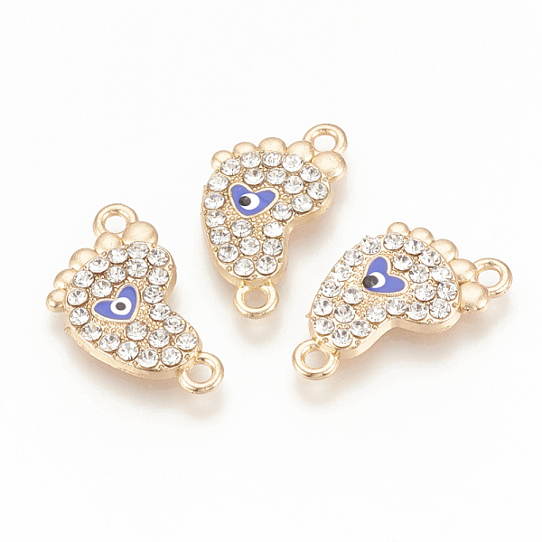 

PandaHall Alloy Rhinestone Links connectors, with Enamel, Baby Feet with Evil Eye, Golden, 21x12x2.5mm, Hole: 1.8mm Alloy Rhinestone+Enamel..., Clear