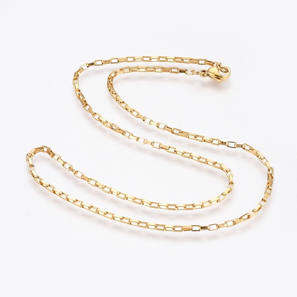 

PandaHall 304 Stainless Steel Box Chain Necklaces, with 304 Stainless Steel Beads and Clasps, Golden, 17.7 inch(45cm), 2.5mm 304 Stainless...