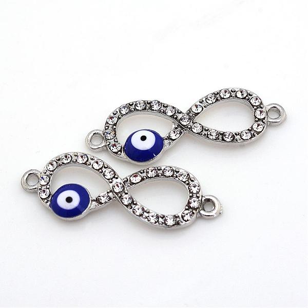 

PandaHall Alloy Rhinestone Evil Eye Links connectors, with Enamel, Infinity, Platinum, 27x10x2.5mm, Hole: 1.5mm Alloy Rhinestone+Enamel..., Clear