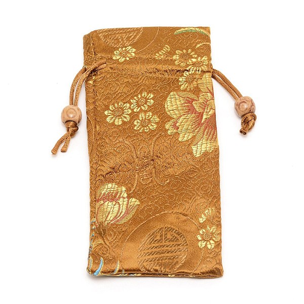 

PandaHall Polyester Pouches, Drawstring Bag, with Wood Beads, Rectangle with Floral Pattern, Green Yellow, 16~17x7.8~8x0.35cm Polyester..., Gold