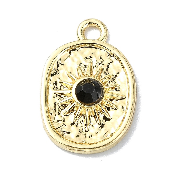 

PandaHall Alloy Black Rhinestone Pendants, Oval, Golden, 18x12x3mm, Hole: 2mm Alloy+Rhinestone Oval Black