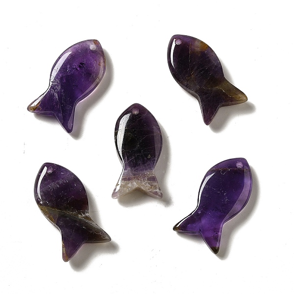 

PandaHall Natural Amethyst Pendants, Fish Charms, 39x20x7~7.5mm, Hole: 2.3mm Amethyst Fish