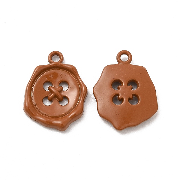 

PandaHall Spray Painted Alloy Pendants, Button Charm, Sienna, 21x16x3mm, Hole: 1.8mm Alloy Others Brown