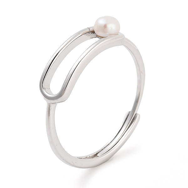 

PandaHall Round Natural Pearl Finger Rings, Rhodium Plated 925 Sterling Silver Adjustable Ring for Women, Platinum, Inner Diameter: 17mm..., White