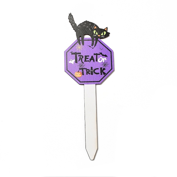 

PandaHall Halloween Theme Wood Garden Stake, Ground Insert Decor, for Yard, Lawn, Garden Decoration, Cat Shape, 290x96x3.5mm Wood Cat Shape