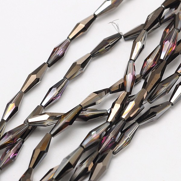 

PandaHall Faceted Half Plated Rice Electroplated Glass Beads Strands, Black Plated, 13x4mm, Hole: 1mm, about 60pcs/strand, 29.9 inch Glass...