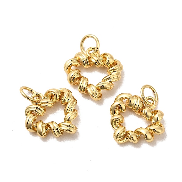 

PandaHall Rack Plating Eco-Friendly Brass Charms, with Jump Ring, Long-Lasting Plated, Lead Free & Cadmium Free, Twisted Heart Charm, Real...