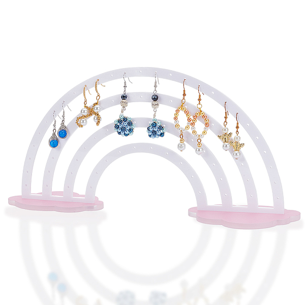 

PandaHall Acrylic Jewelry Earring Display Stands, Rainbow Earring Organizer Holder with Pink Cloud Base, White, 14.6x30.5x7cm Acrylic White