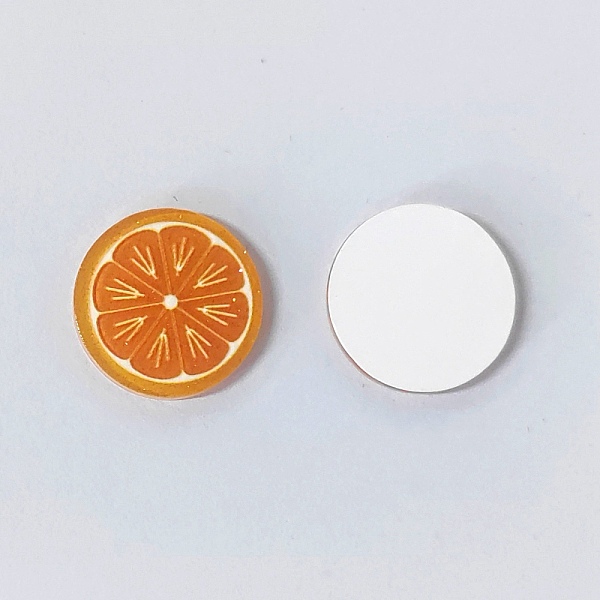 

PandaHall Opaque Resin Cabochons, with Glitter Powder, Flat Round with Orange Pattern, Orange, 18x2mm Resin Orange Orange