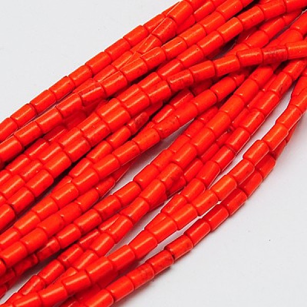 

PandaHall Synthetic Turquoise Beads Strands, Dyed, Column, Orange Red, 6x4mm, Hole: 1mm, about 64pcs/strand, 15.5 inch Synthetic Turquoise...
