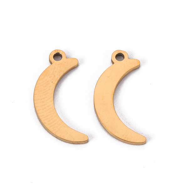

PandaHall 201 Stainless Steel Pendants, Laser Cut Pendants, Moon, Golden, 16x7.5x1mm, Hole: 1.4mm 201 Stainless Steel Moon