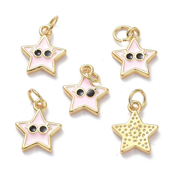 

PandaHall Real 18K Gold Plated Brass Enamel Charms, with Jump Rings, Long-Lasting Plated, Star with Eye, Pink, 13x10.5x2mm, Jump Ring: 5x1mm...