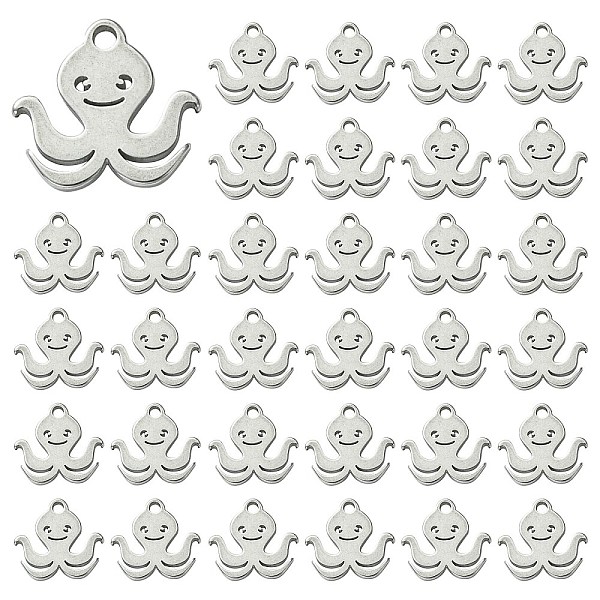 

PandaHall 304 Stainless Steel Charms, Octopus, Stainless Steel Color, 9x10x1mm, Hole: 1mm 304 Stainless Steel Others