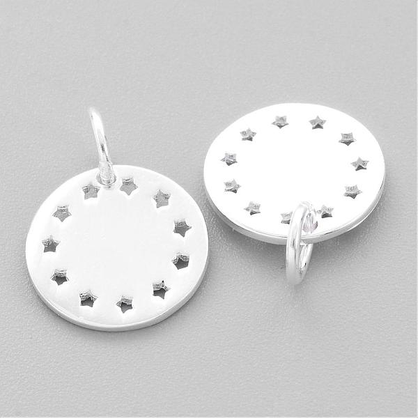 

PandaHall 925 Sterling Silver Charms, Flat Round, Silver, 15x11x1mm, Hole: 3mm Sterling Silver Flat Round Silver