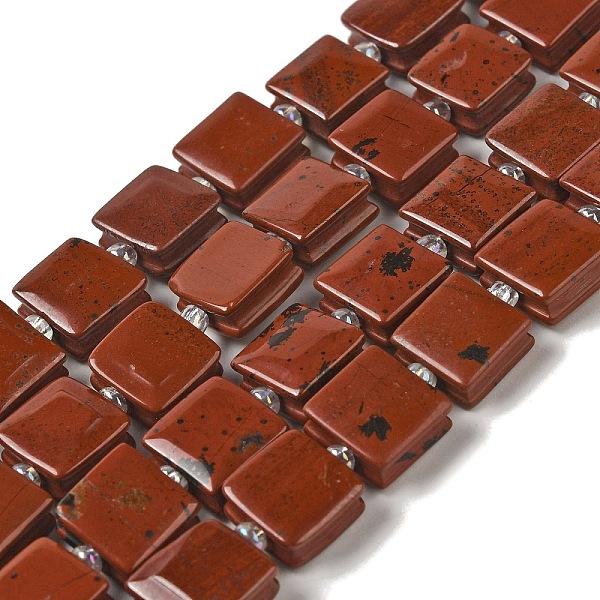 

PandaHall Natural Red Jasper Beads Strands, Square, with Seed Beads, 10~10.5x10~10.5x5~5.5mm, Hole: 1.6mm, about 32pcs/strand, 15.16~15.35...