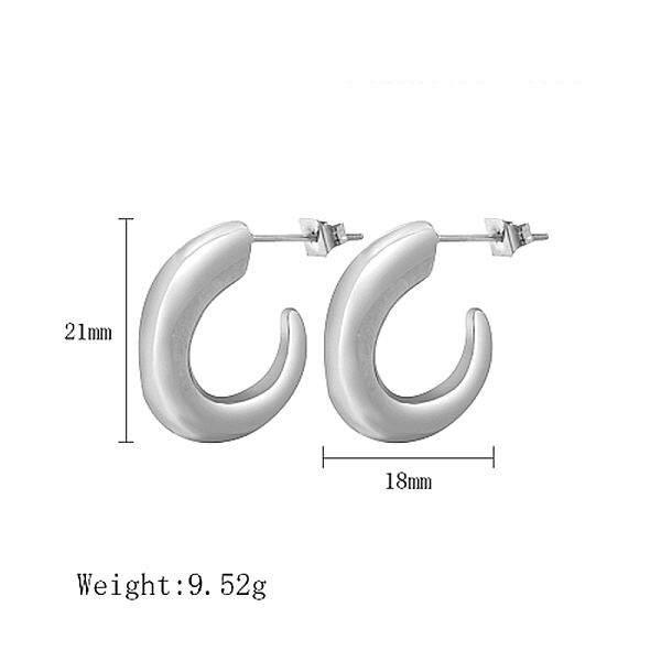 

PandaHall 304 Stainless Steel Stud Earrings, Horn Half Hoop Earrings, Stainless Steel Color, 21x18mm 304 Stainless Steel Horn