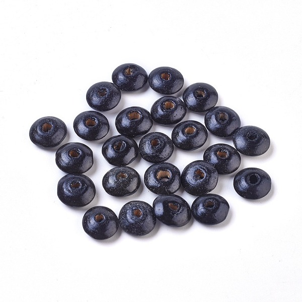 

PandaHall Natural Wood Beads, Dyed, Lead Free, Rondelle, Black, 13~14x5~6mm, Hole: 3~3.5mm, about 3000pcs/1000g Wood Rondelle Black