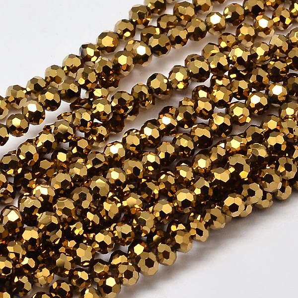 

PandaHall Faceted Round Full Plated Electroplate Glass Beads Strands, Golden Plated, 4mm, Hole: 1mm, about 100pcs/strand, 14.9 inch Glass...