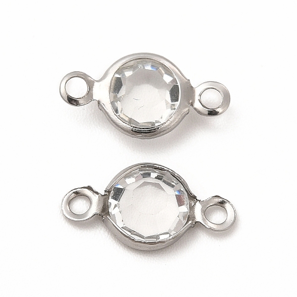 

PandaHall 304 Stainless Steel with Glass Connector Charms, Flat Round Links, Stainless Steel Color, Clear, 12.5x7x2mm, Hole: 1.5mm 304...