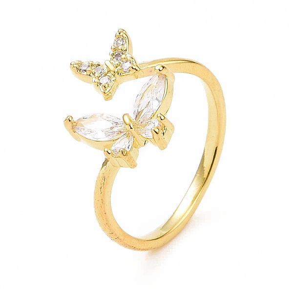 

PandaHall Clear Cubic Zirconia Butterfly Open Cuff Ring, Brass Jewelry for Women, Real 18K Gold Plated, US Size 6(16.5mm) Brass+Cubic...