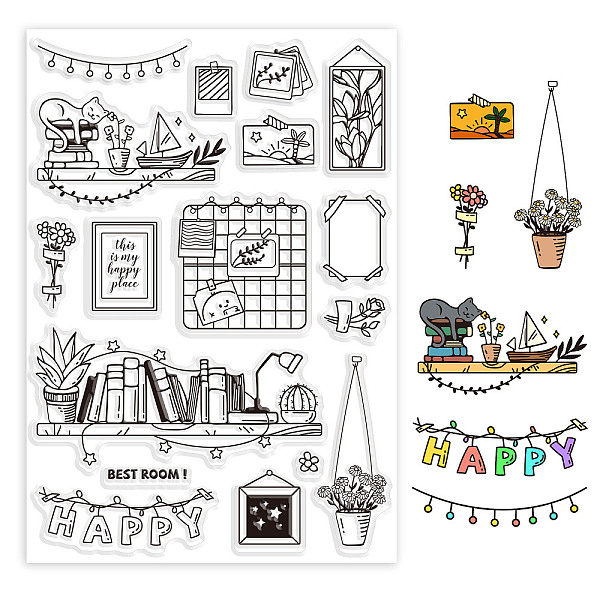 

PandaHall GLOBLELAND Wall Decoration Transparent Clear Stamps Book Plant Potting Embossing Stamp Sheets Silicone Clear Stamps Seal for DIY...
