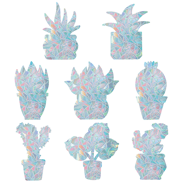 

PandaHall GORGECRAFT 16PCS Potted Plants Window Clings Flowerpot Anti Collision Rainbow Window Stickers for Birds Strike Decals Non Adhesive...
